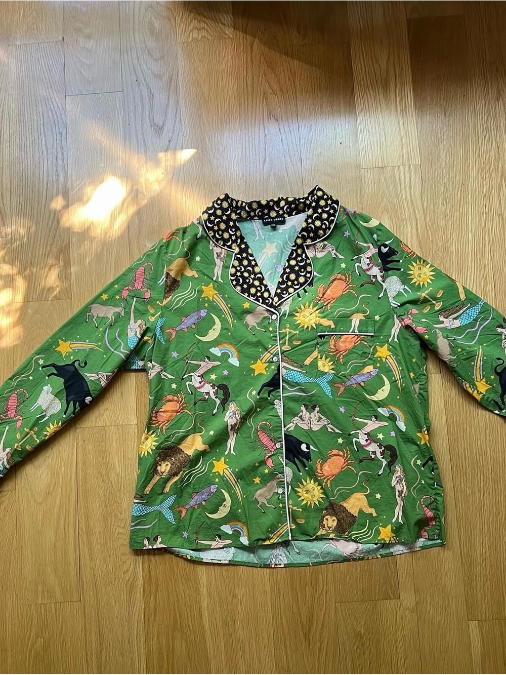 KAREN MABON ZODIAC COTTON PAJAMA SET, GREEN, 2XL 🌈 💫 💚⚖️🏹